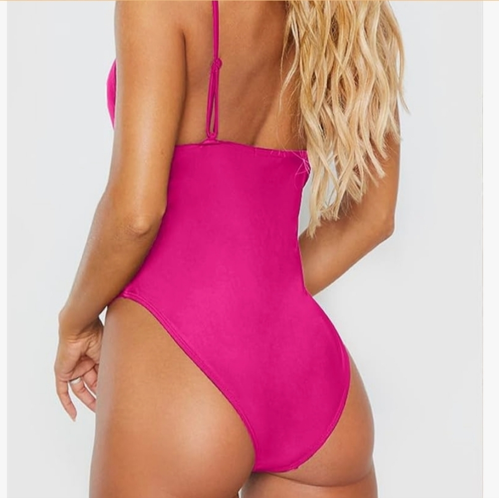 Vibrant Pink Women's One-Piece Swimsuit - Picture 3 of 9